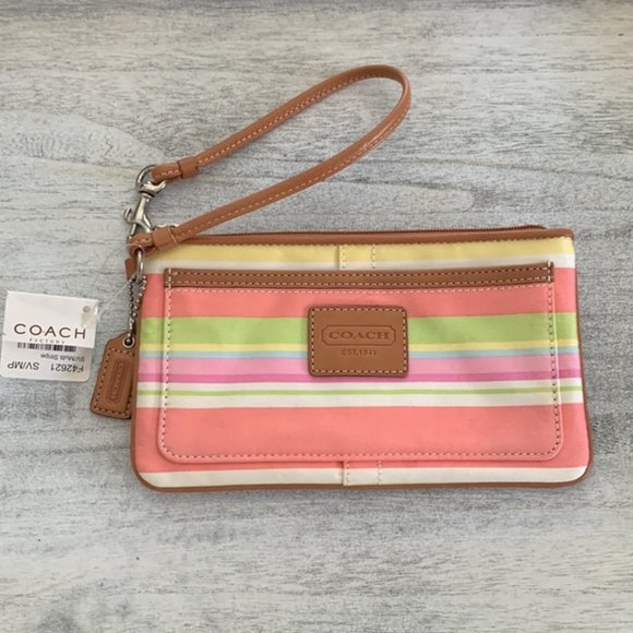 Coach Wristlet Beach Stripe Graffiti Print - Picture 2 of 7